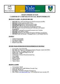 Careers in Corporate Social Responsibility: Relevant Classes and Resources at Yale SOM