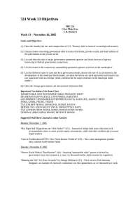 Week 13 Goals: US Treasury Debt, Govt. Agencies & Municipal Bonds in FBE 524 - Prof. John 
