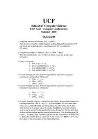 Computer Architecture Concepts - Unsolved Assignment | CGS 3269