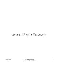 Flynn's Taxonomy and Computer Architecture: Lecture 1