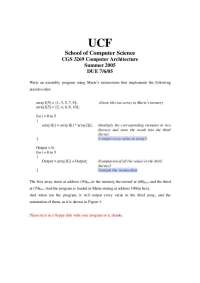 UCF: School of the Computer Science - Summer 2005 | CGS 3269