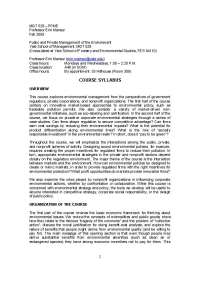 Environmental Management: Markets and Strategies - Prof. Erin T. Mansur