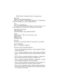 Review Sheet for Probability Theory with Applications | STAT 241