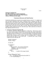 Constructors, Destructors and Friend Functions in C++: A Laboratory Manual for EEL 3801
