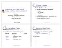 Fundamental Data Types of Java - Lecture Slides | CS 160 - Docsity