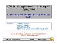 Programming Multi Threaded Applications in the Java | COP 4610 - Docsity