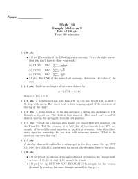 Calculus II - Sample Midterm 2 | MATH 126 - Docsity