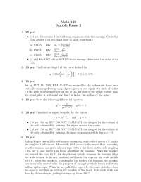 Exam 2 Sample Questions - Calculus II | MATH 126 - Docsity