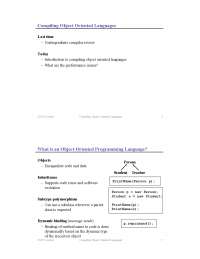 Compiling Object Oriented Languages | CS 553 - Docsity
