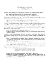 Probability for Business - Practice Problem Set | MATH 218 - Docsity