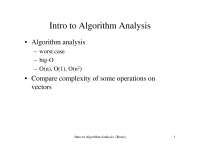 Introduction to Algorithm Analysis - Lecture Slides | INDS 102 - Docsity