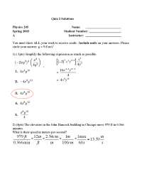 Solution of Quiz 2 - University Physics I | PHYS 2050 - Docsity