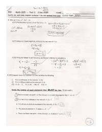 Test 3 Questions with Answers - Calculus - 2009 | MATH 1205 - Docsity