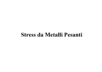 Ecofisiologia Vegetale A - Stress da metalli pesanti