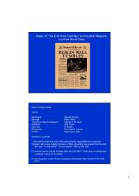 The End of the Cold War and Nuclear Weapons in a New World Order | HIST 330