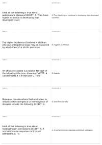 Vaccines and Infectious Diseases: Key Concepts and Exceptions