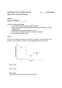 Worksheet for LCE Recitation - Cell and Molecular Biology Lab | BS 111L