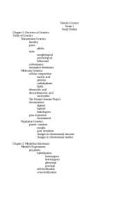 Exam 1 Study Outline - Introductory Genetics | BIOL 3110