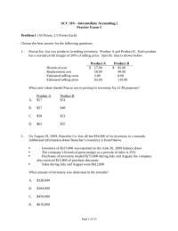 Practice Exam 3 for Intermediate Accounting I | ACC 310 - Docsity