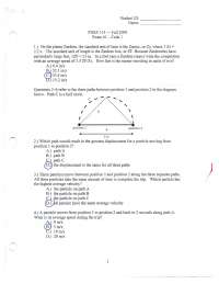 Multiple choice exam with solutions of physics | PHSX 114 - Docsity