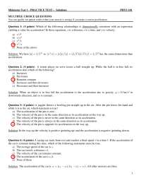 Practice Test for Midterm with Solutions - Physics | PHYS 101 - Docsity
