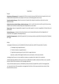 Notes on Operation Management, Transformation Process | MGT 301