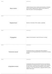 Wave Motion and Sound: Types, Frequency, Amplitude, and Propagation