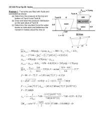 Final Exam for Fluid Mechanics - Spring 2008 | CE 330 - Docsity