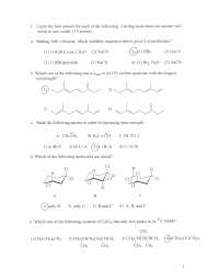 Solution Manual for Exam 3 - Organic Chemistry I | CHEM 232 - Docsity