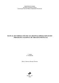 Livro - Manual de Normas Tecnicas e Rotinas Operacionais do Programa Nacional de Triagem Neonatal