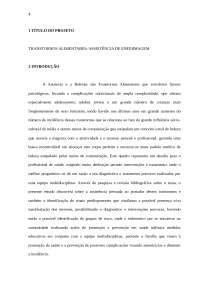 Projeto de Pesquisa: Assistência de Enfermagem nos Transtornos Alimentares