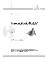 Introduction to MATLAB - Livro introdutório a MATLAB - Docsity