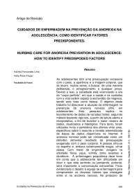 Cuidados de Enfermagem na prevenção da Anorexia na Adolescencia