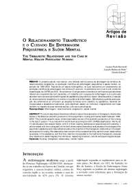 Relacionamento Terapêutico e o Cuidado em Enfermagem Psiquiátrica e Saúde Mental