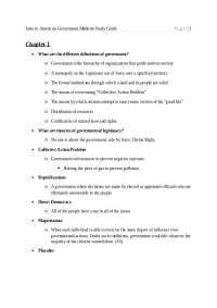 American Government: Midterm Study Guide - Definitions, Theories, and Powers