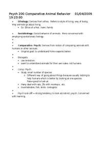 Comparative Animal Behavior in Psychology - Study Guide | PSYCH 200