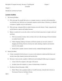 Introduction and Security Trends - Lecture Outline | CS 210 - Docsity
