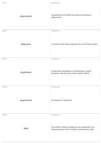 Scientific Method and Evolution: Key Terms and Concepts