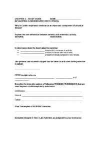 Cardiorespiratory Fitness Study Guide: Understanding Aerobic & Anaerobic Activities and He
