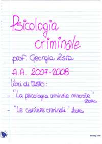 Psicologia criminale II - Appunti - Parte 1