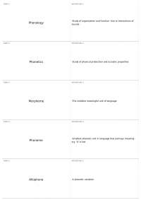 Phonology and Phonetics Terms: Definitions and Key Concepts