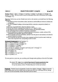 Objectives Sheet and Homework Assignment for CHEM 32 Spring 2009, Week 4 - Prof. Malinda E