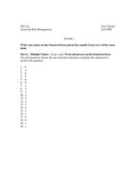 38 Questions on Corporate Risk Management with Answers - Exam 1 | FIN 321