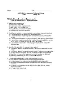 Exam 2 with Practice Problems - Molecular Biology | MICR 302