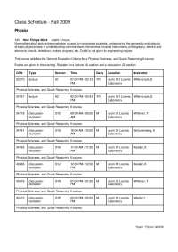 Physics Class Schedule for Fall 2009: How Things Work Course