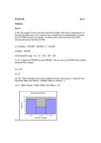 Solutions to ECON 230 Test 1: Descriptive Statistics and Probability