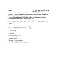 Quiz V in MATH 153: Mathematics Problems