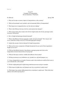 First Exam Review Questions - Principles Transport | ECON 631