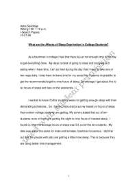 What are the Affects of Sleep Deprivation in College Students?