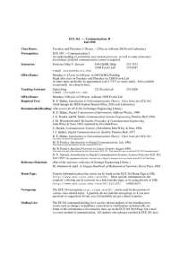 Introduction to Digital Communications II - Syllabus | ECE 361